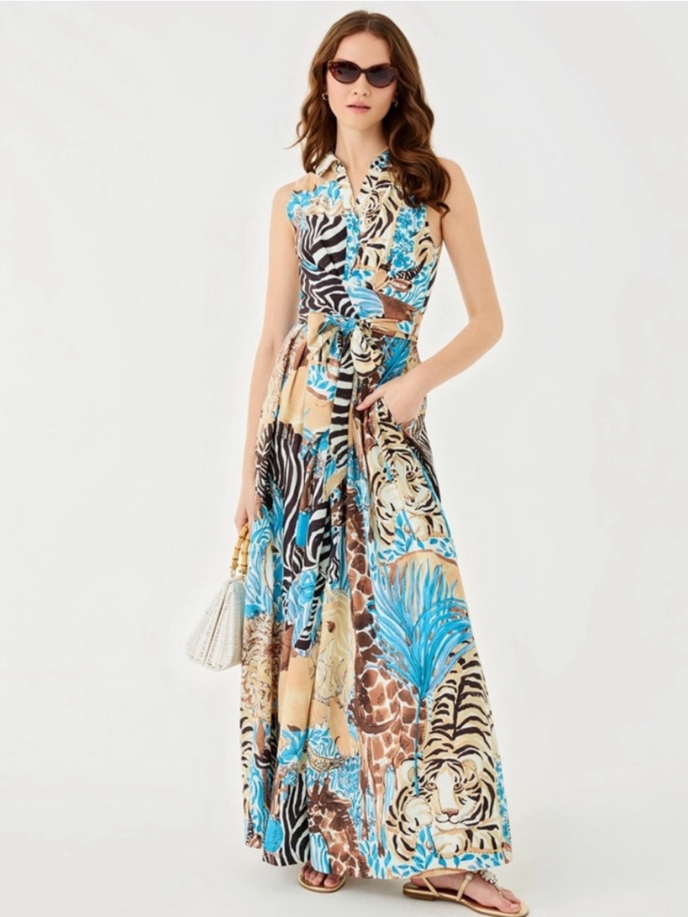 NWT Lilly PULITZER Marria Stretch Maxi Shirtdress - Picture 4 of 9